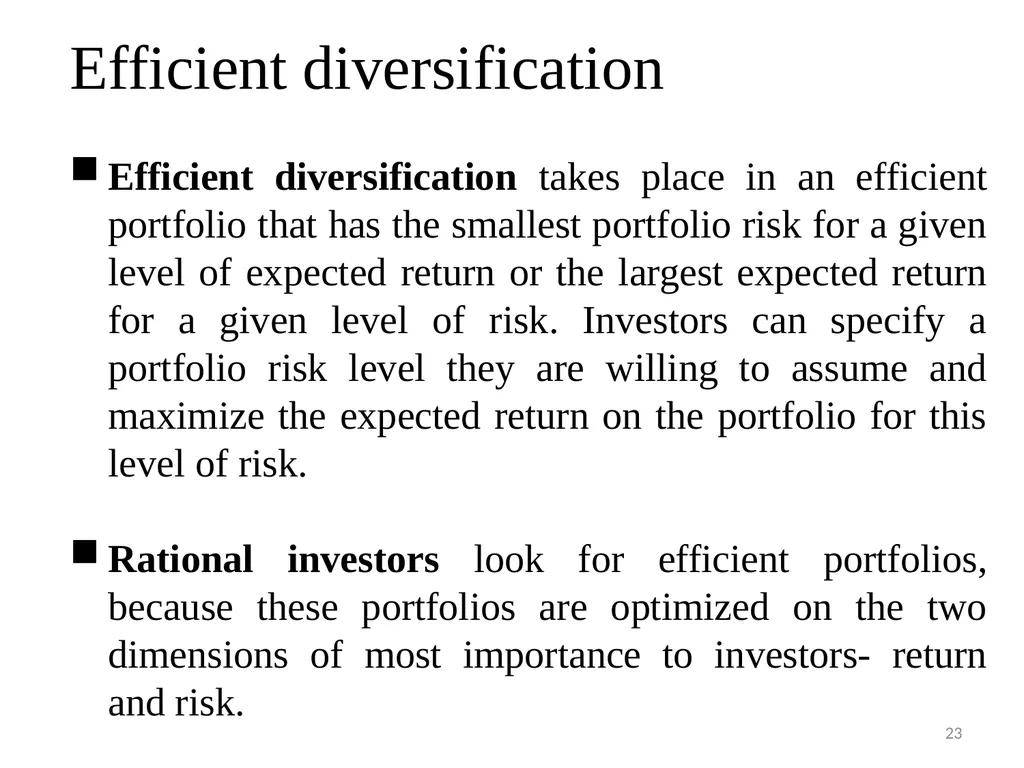 PORTFOLIO MANAGEMENT Prof. Anil Kothari Unit II - slide 23 of 27