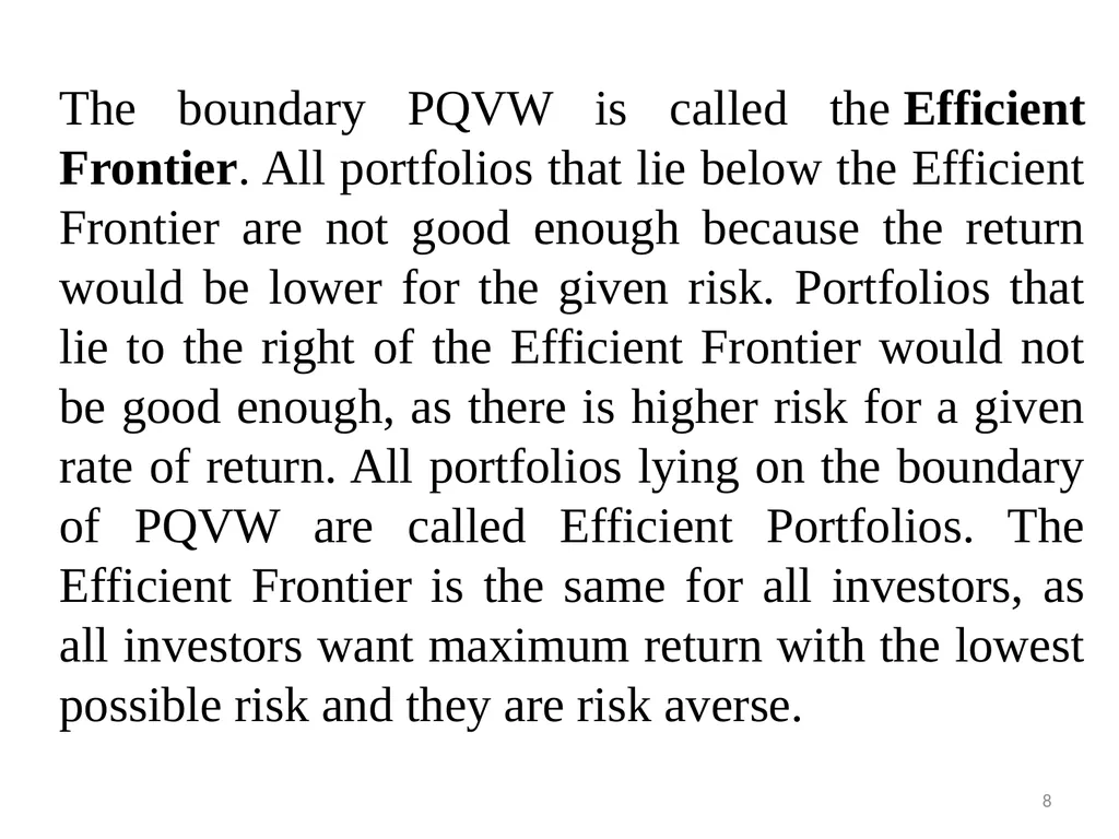 PORTFOLIO MANAGEMENT Prof. Anil Kothari Unit II - slide 8 of 27