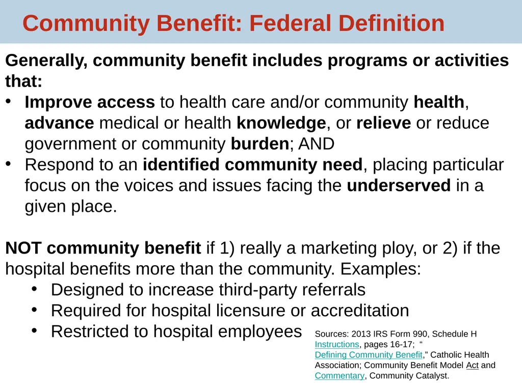 Hospital Community Benefit: Policy, Practice and - slide 7 of 22