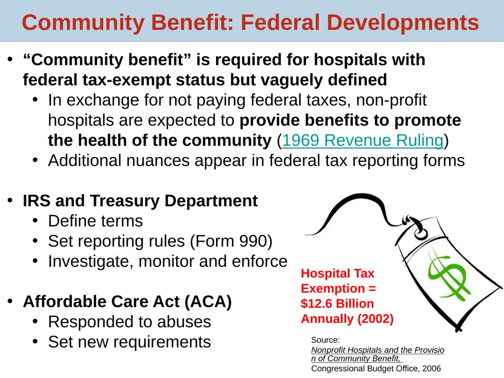 Hospital Community Benefit: Policy, Practice and - slide 6 of 22