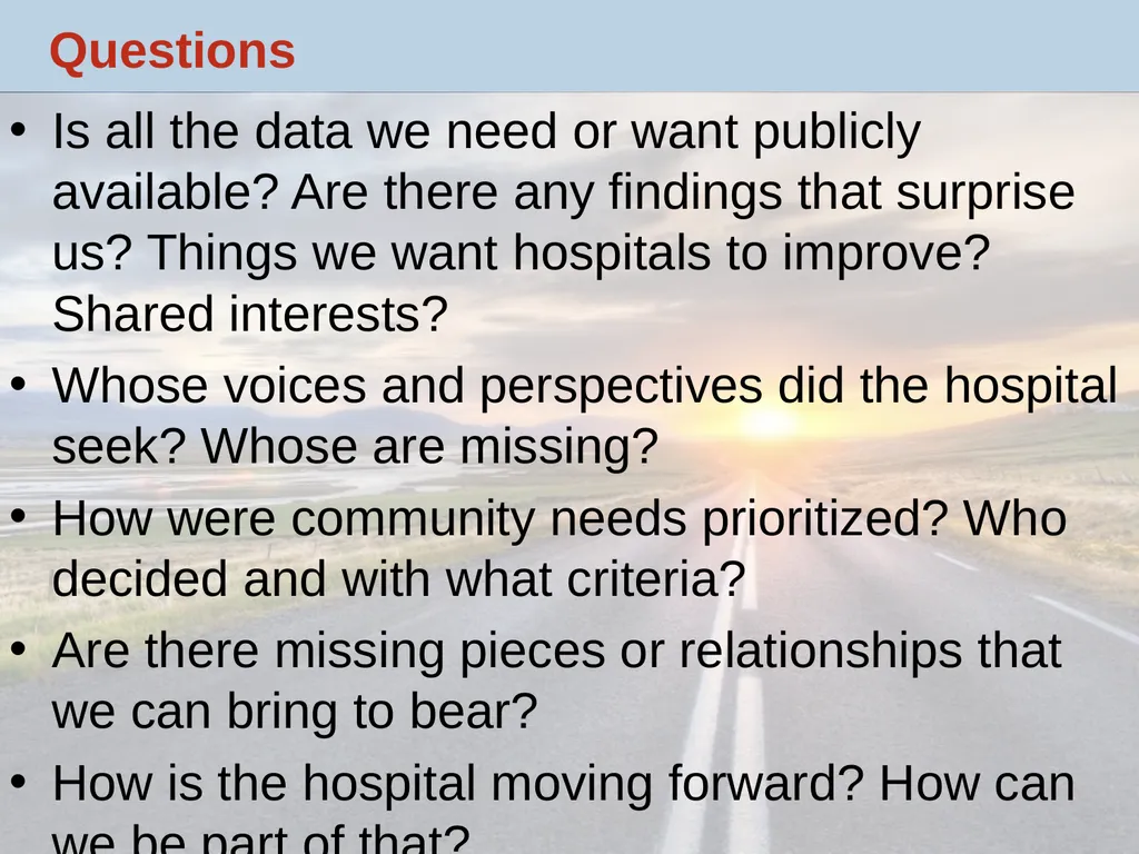 Hospital Community Benefit: Policy, Practice and - slide 22 of 22