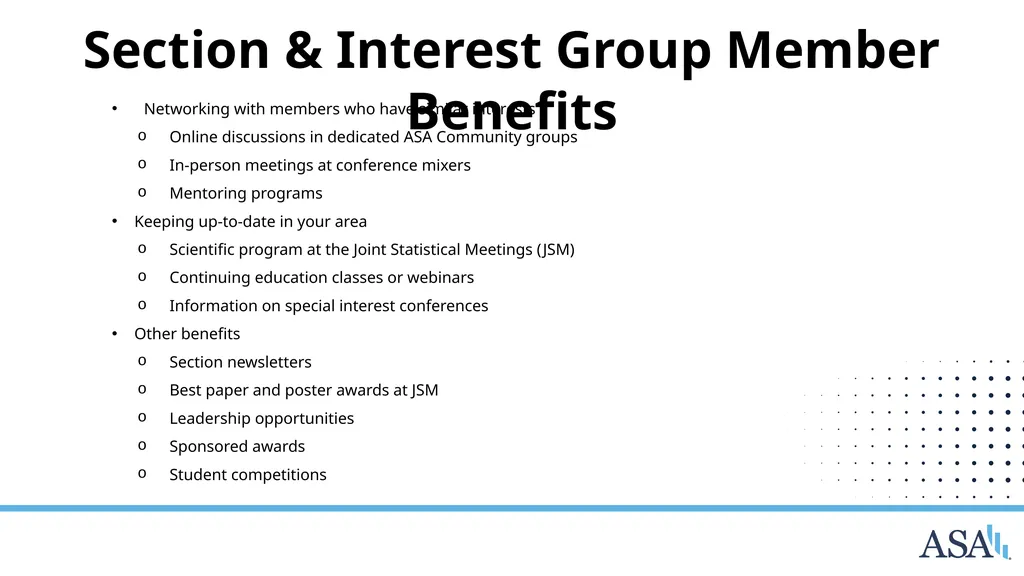ASA Sections and Interest Groups Sections and - slide 3 of 47