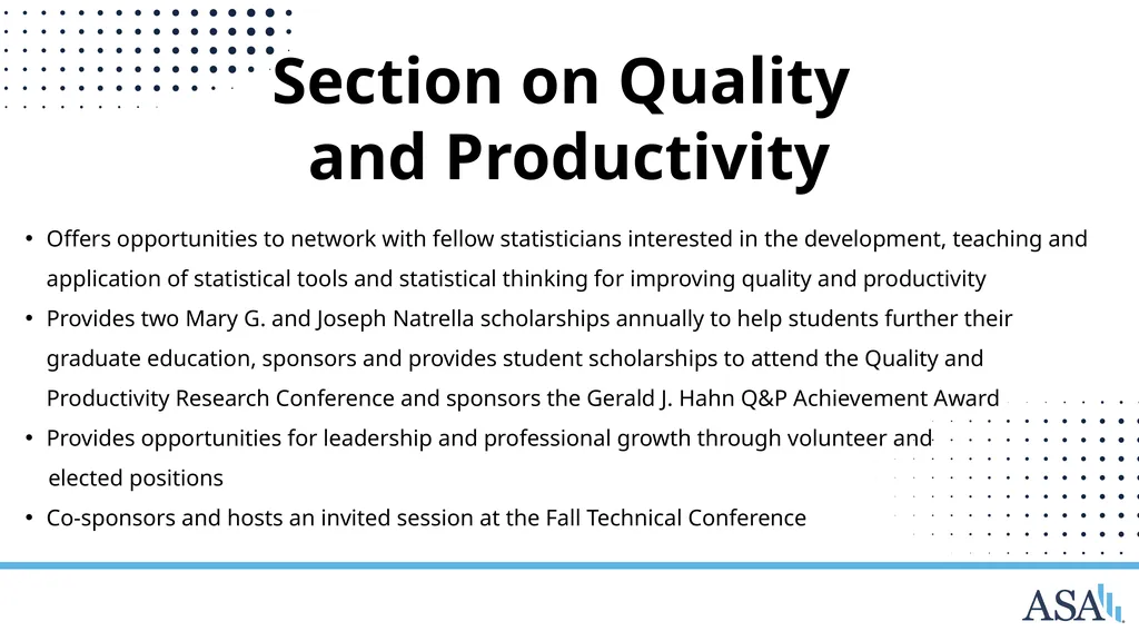 ASA Sections and Interest Groups Sections and - slide 29 of 47