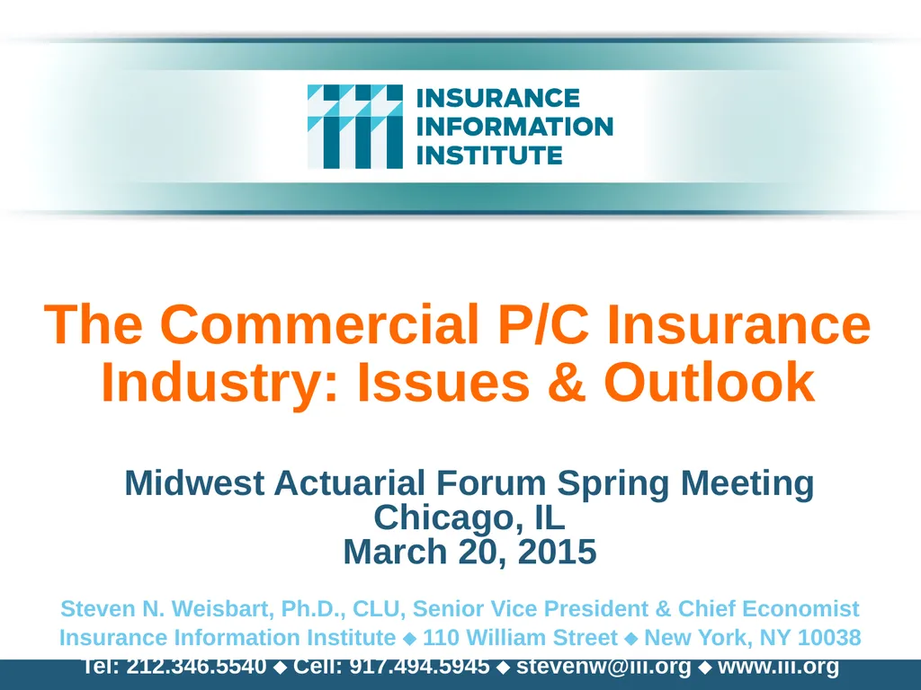 The Commercial P/C Insurance Industry: Issues & - slide 1 of 52