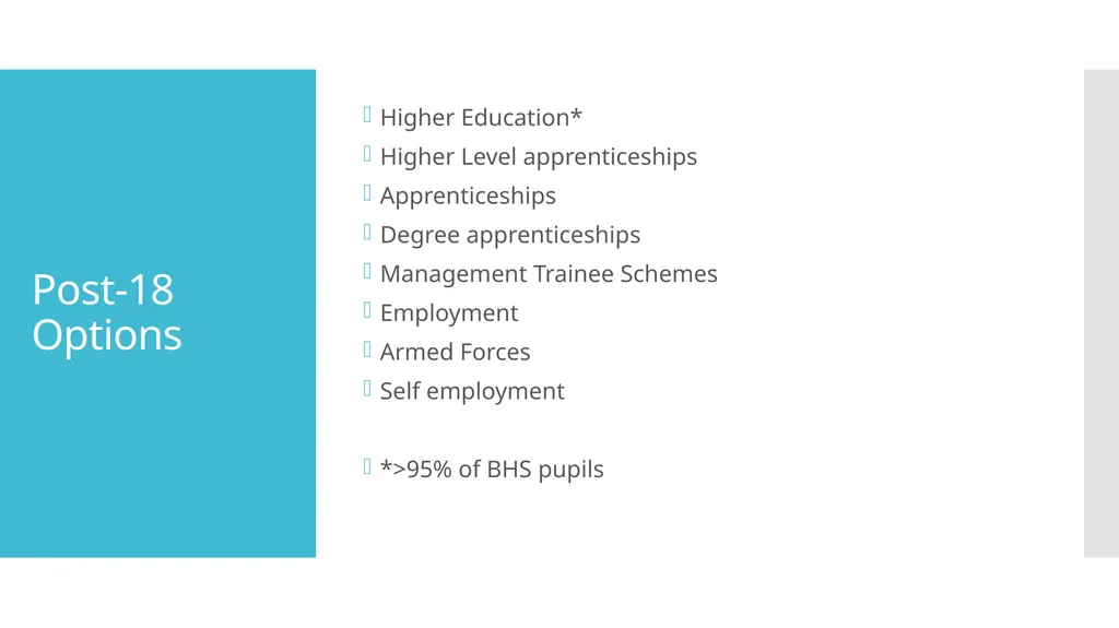 Beyond the Sixth Form Work Experience, Higher - slide 14 of 41
