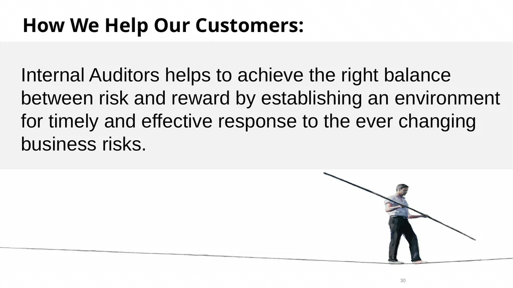 Risk based Internal audit Balanced scorecard slide - slide 30 of 31