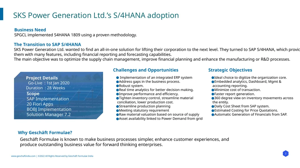 Business Case Study SKS Power Generation Ltd - slide 3 of 7
