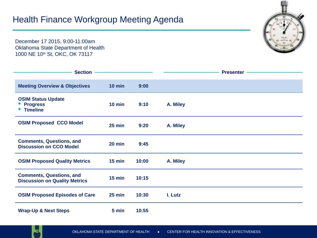 Oklahoma State Department of Health Health Finance - slide 2 of 56
