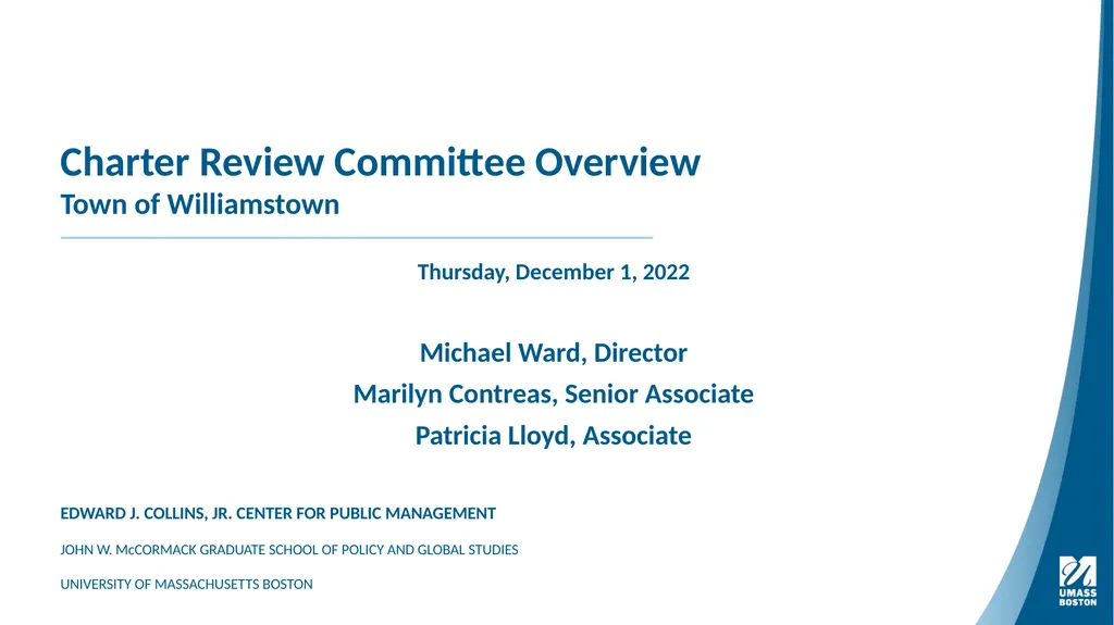 Charter Review Committee Overview Town of