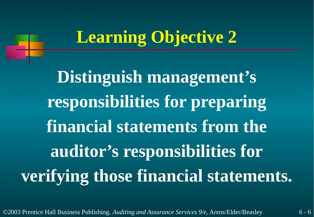 Audit Responsibilities and Objectives Chapter 6 - slide 6 of 33
