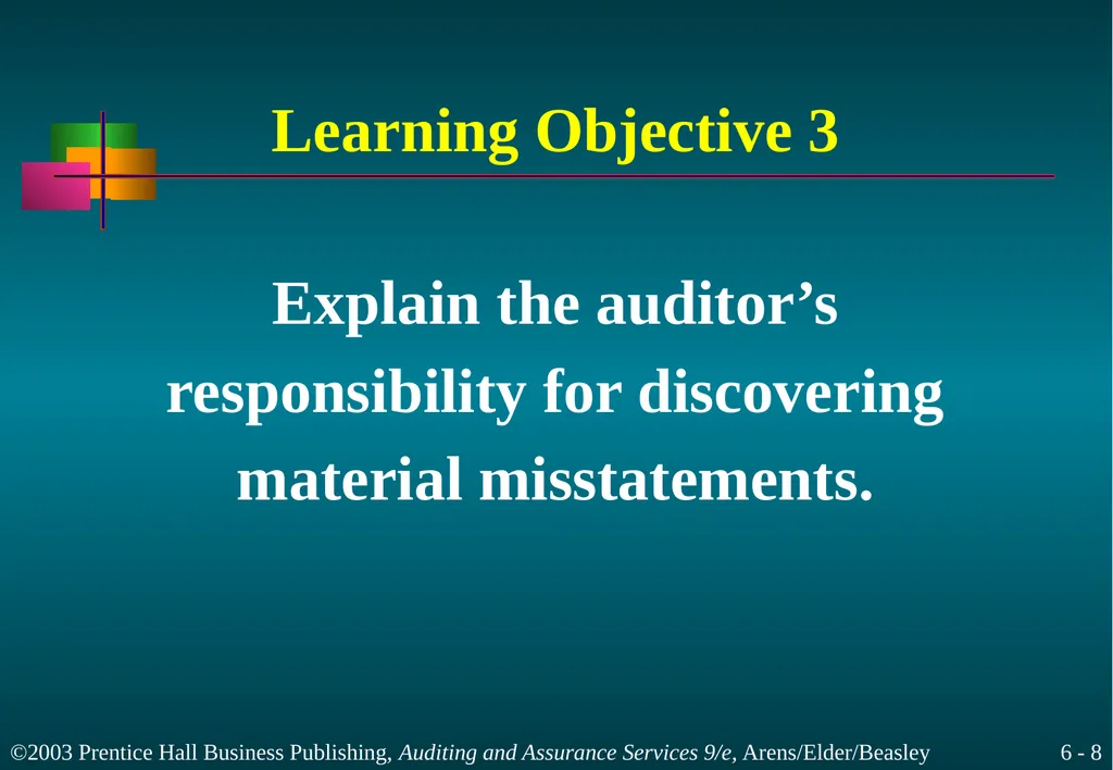 Audit Responsibilities and Objectives Chapter 6 - slide 8 of 33