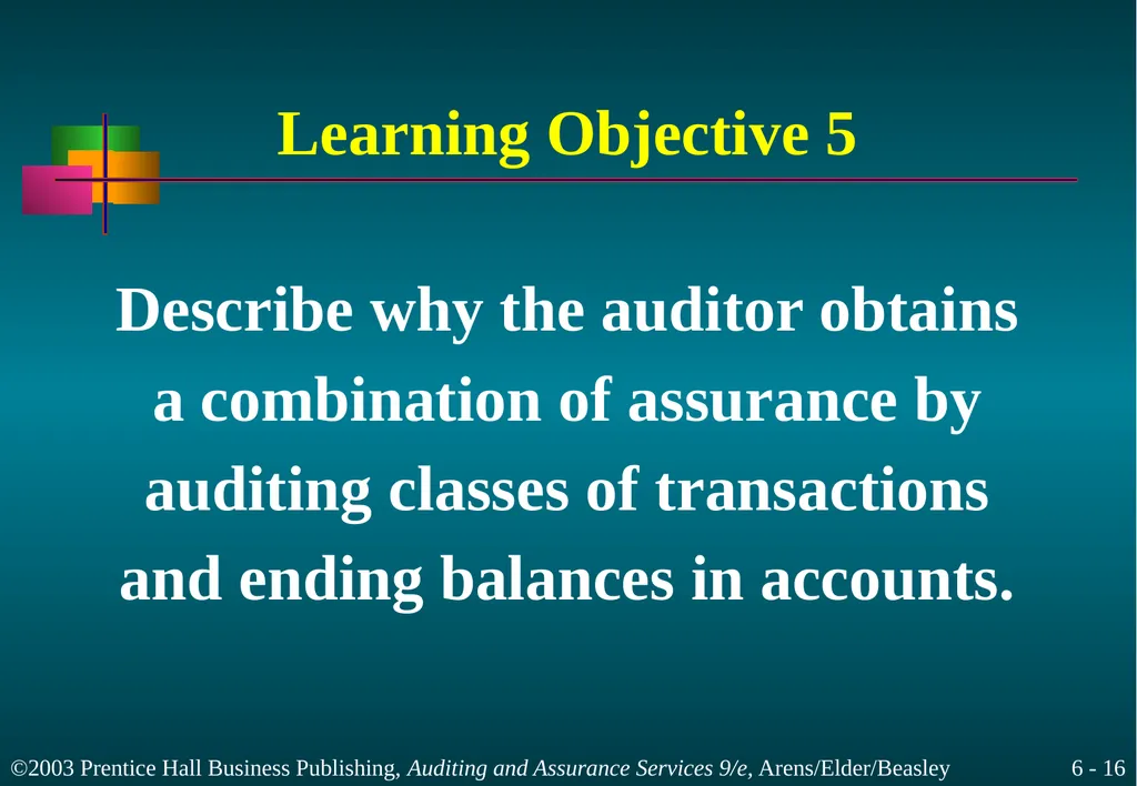 Audit Responsibilities and Objectives Chapter 6 - slide 16 of 33