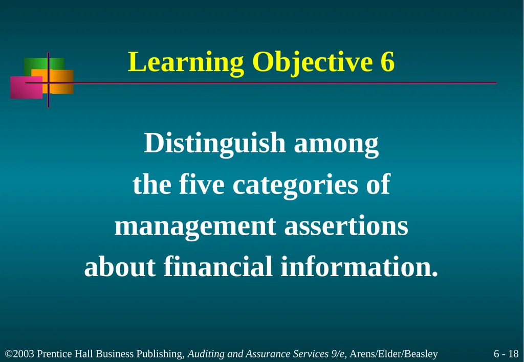 Audit Responsibilities and Objectives Chapter 6 - slide 18 of 33