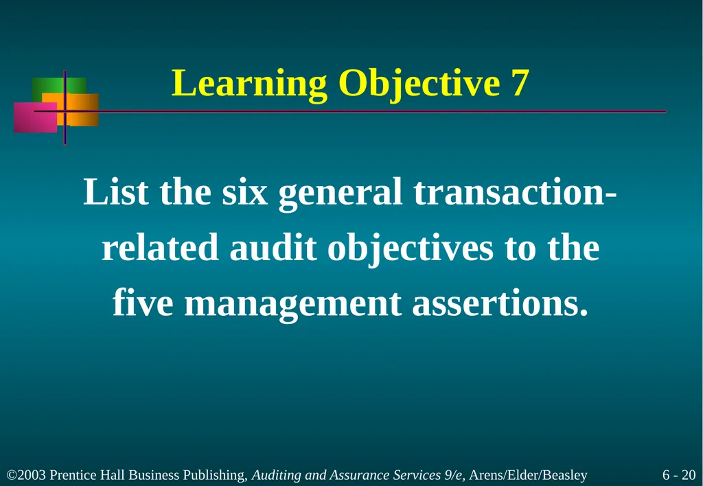 Audit Responsibilities and Objectives Chapter 6 - slide 20 of 33