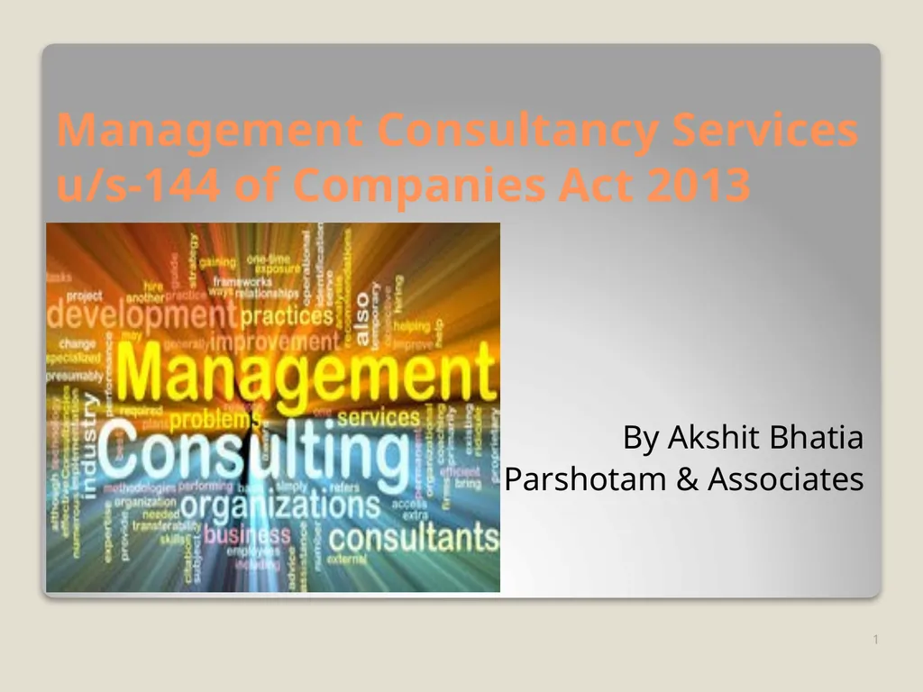 Management Consultancy Services u/s-144 of - slide 1 of 25