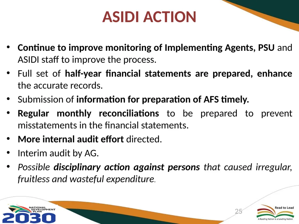 DEPARTMENT OF BASIC EDUCATION AUDIT COMMITTEE - slide 25 of 33