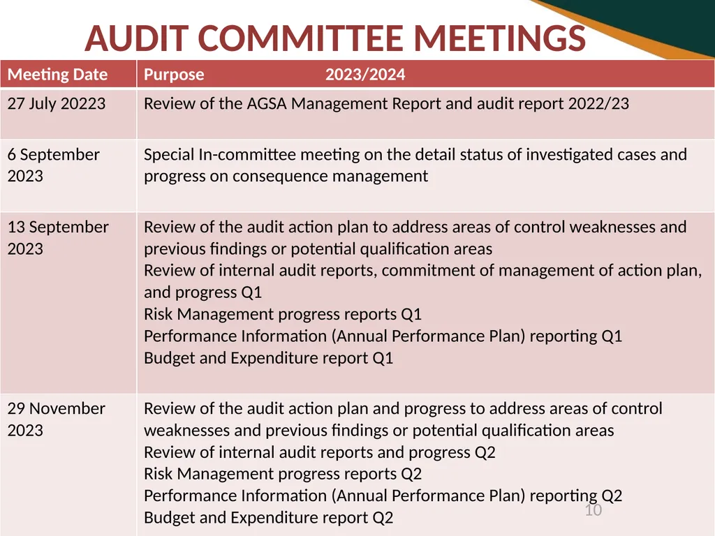 DEPARTMENT OF BASIC EDUCATION AUDIT COMMITTEE - slide 10 of 33