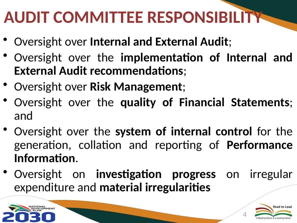 DEPARTMENT OF BASIC EDUCATION AUDIT COMMITTEE - slide 4 of 33