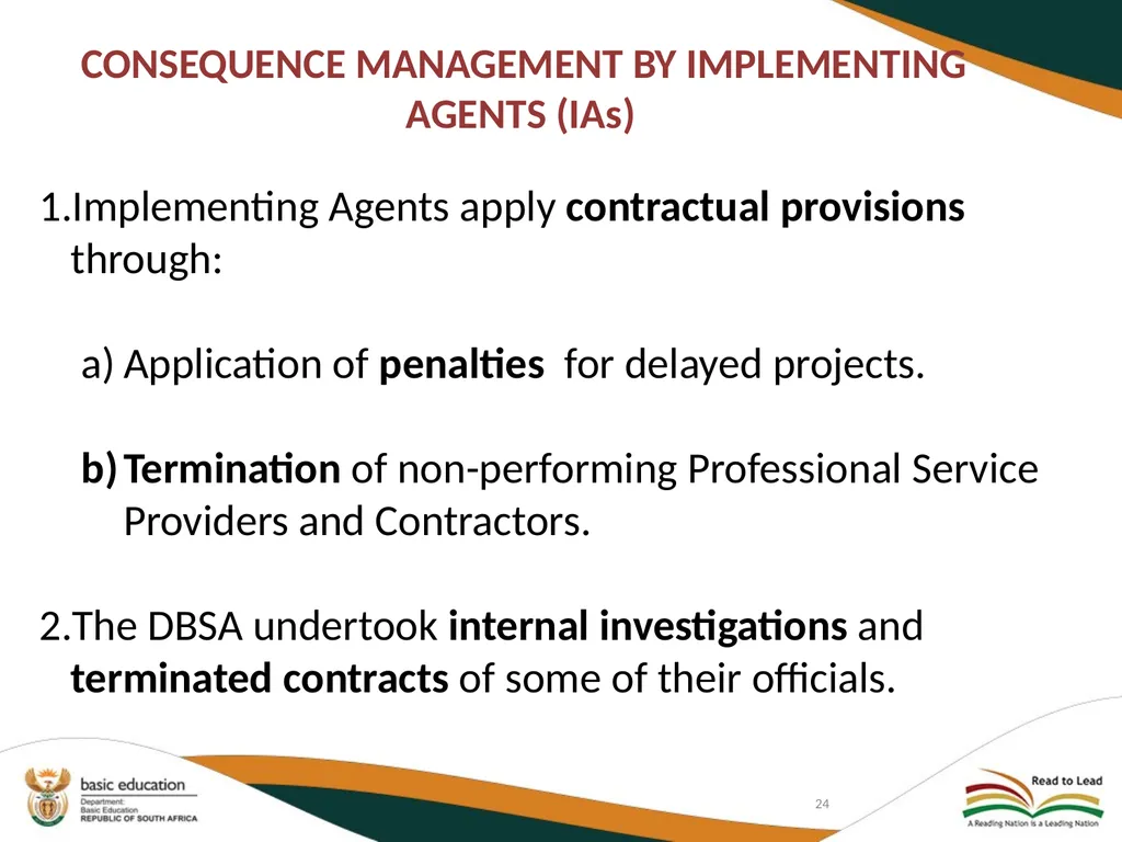 DEPARTMENT OF BASIC EDUCATION AUDIT COMMITTEE - slide 24 of 33