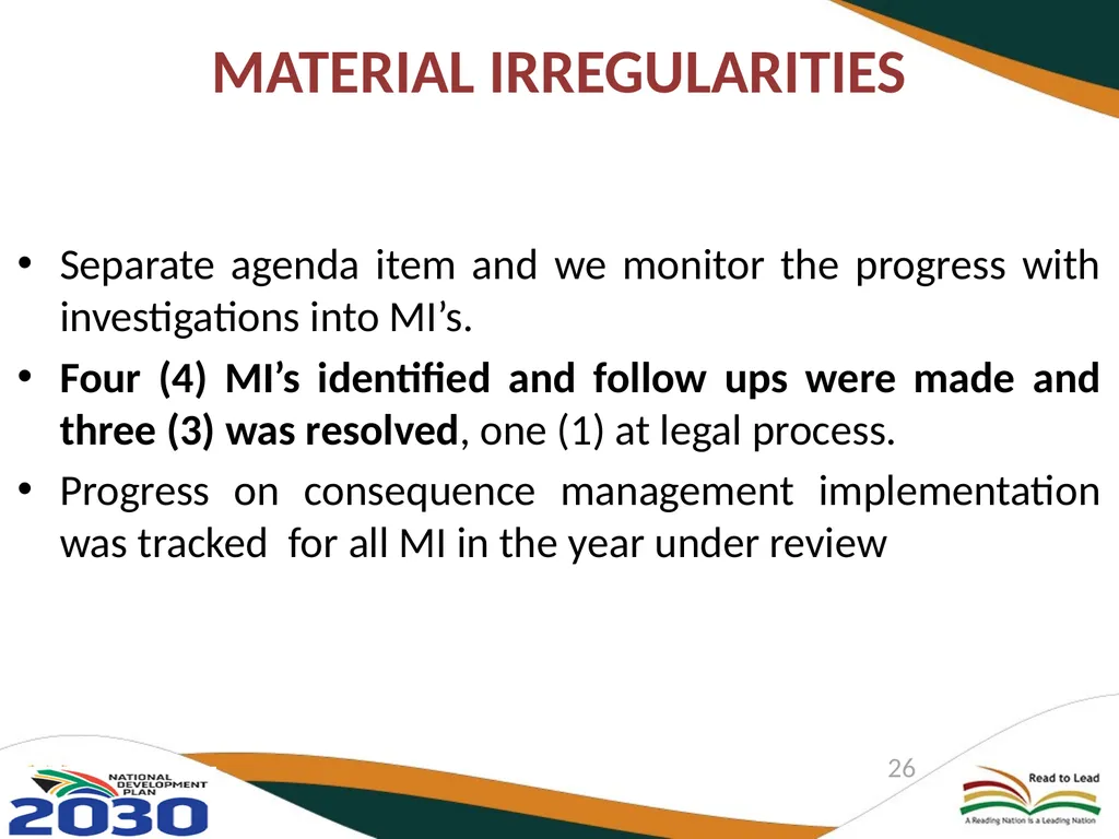 DEPARTMENT OF BASIC EDUCATION AUDIT COMMITTEE - slide 26 of 33