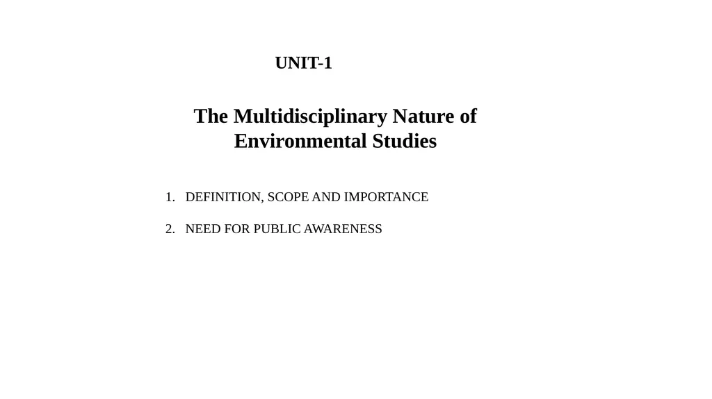 General Foundation Course ( Environmental Studies) - slide 2 of 16
