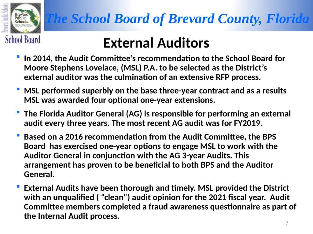 FY 2021-2022 MID-TERM REPORT Audit Committee - slide 7 of 22