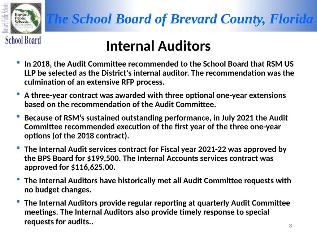 FY 2021-2022 MID-TERM REPORT Audit Committee - slide 8 of 22