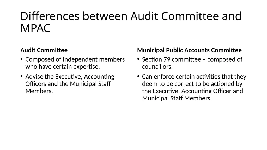 Relationship between Internal Audit, MPAC and - slide 12 of 15
