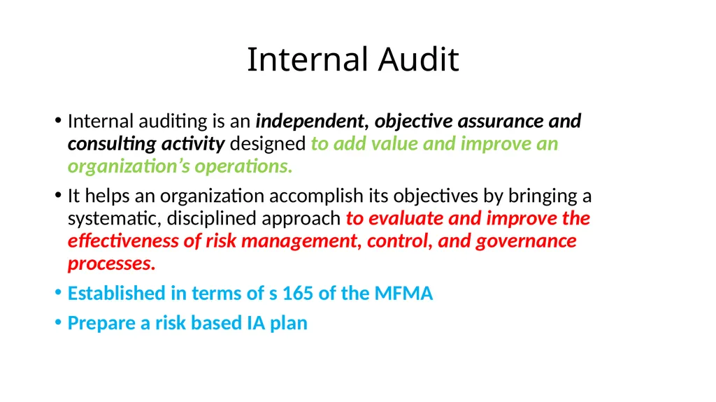 Relationship between Internal Audit, MPAC and - slide 11 of 15