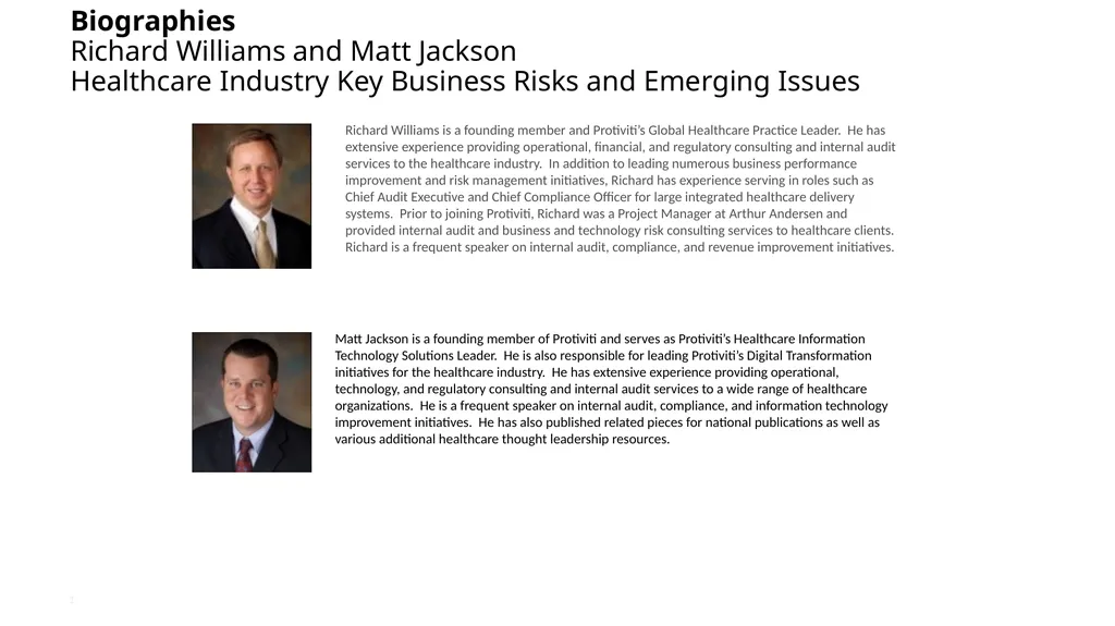 Biographies Richard Williams and Matt Jackson