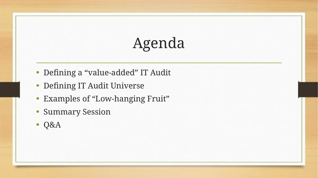 Basics to Performing Value-added IT Audits - slide 3 of 39