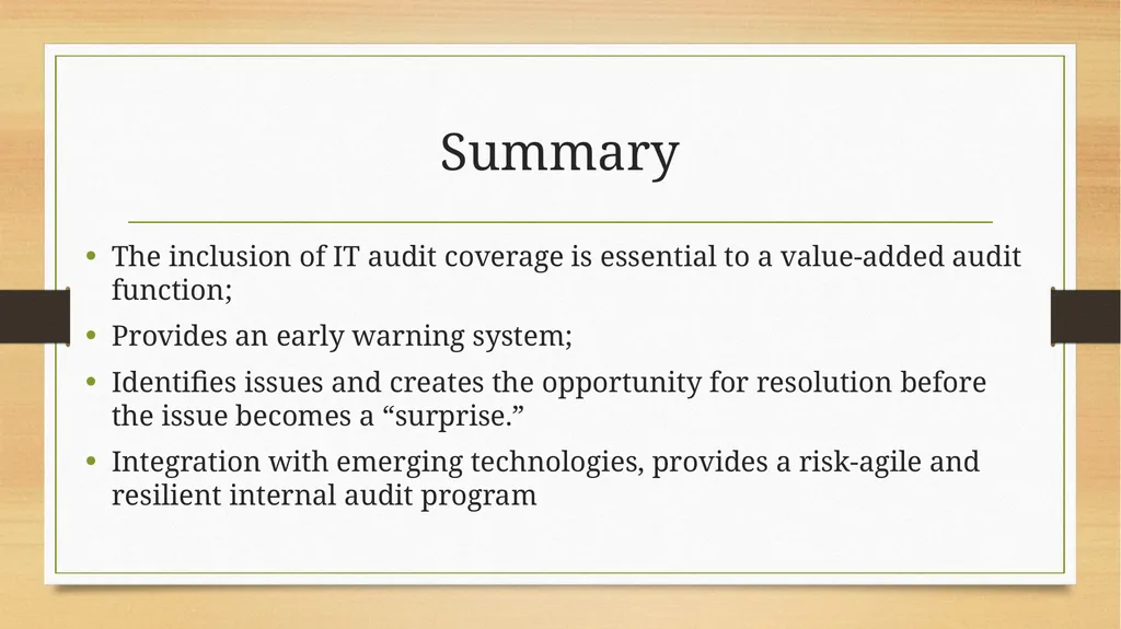 Basics to Performing Value-added IT Audits - slide 38 of 39