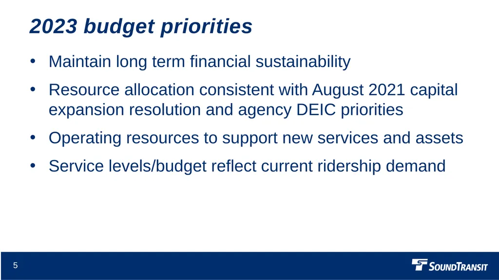 2023 Proposed Budget Finance and Audit Committee - slide 5 of 16
