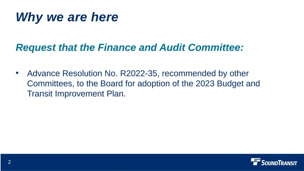 2023 Proposed Budget Finance and Audit Committee - slide 2 of 16