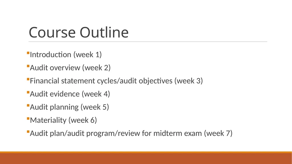 Audit Week one Course Administration Professor - slide 4 of 113