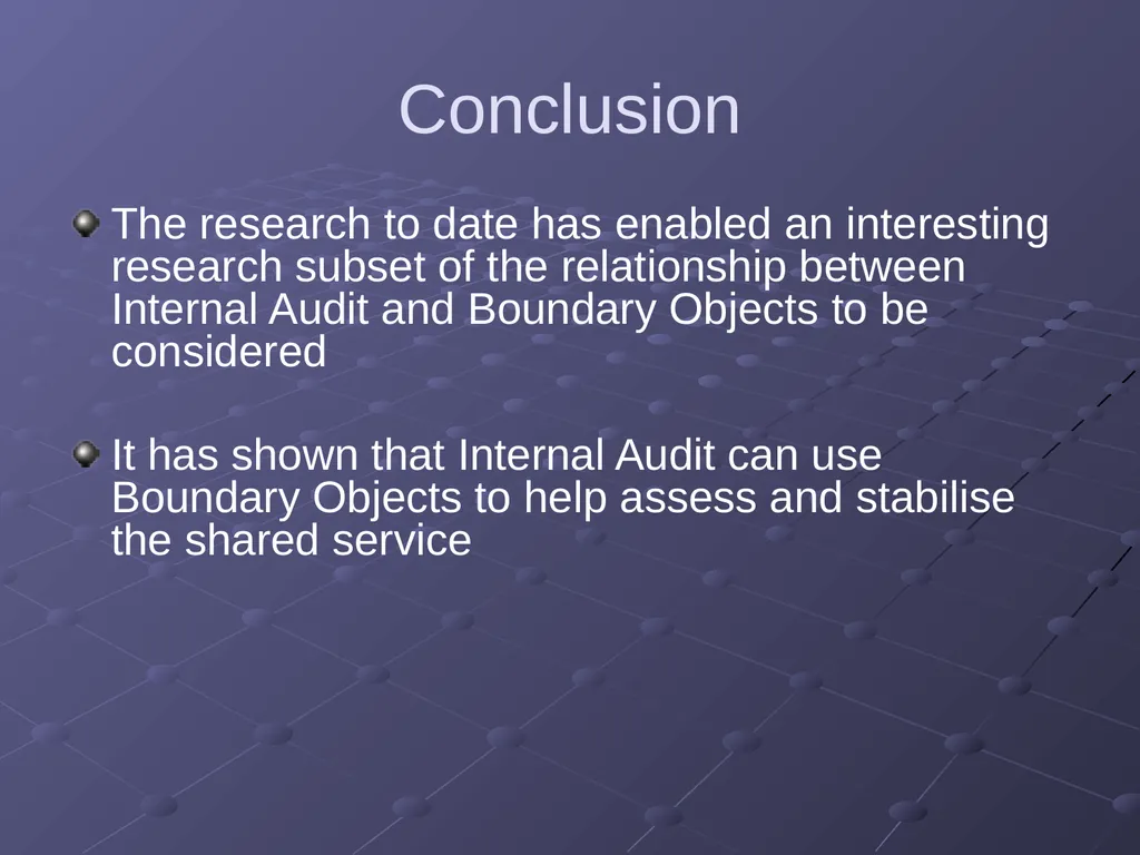 “Applications of Research” Auditing in the Shared - slide 23 of 26
