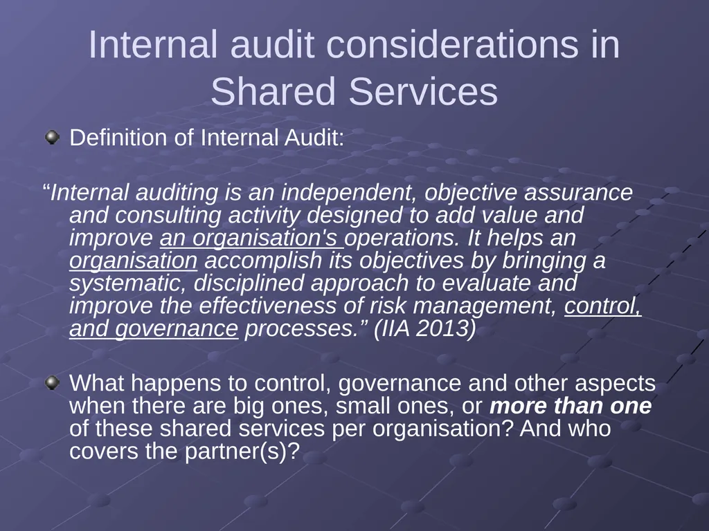“Applications of Research” Auditing in the Shared - slide 14 of 26