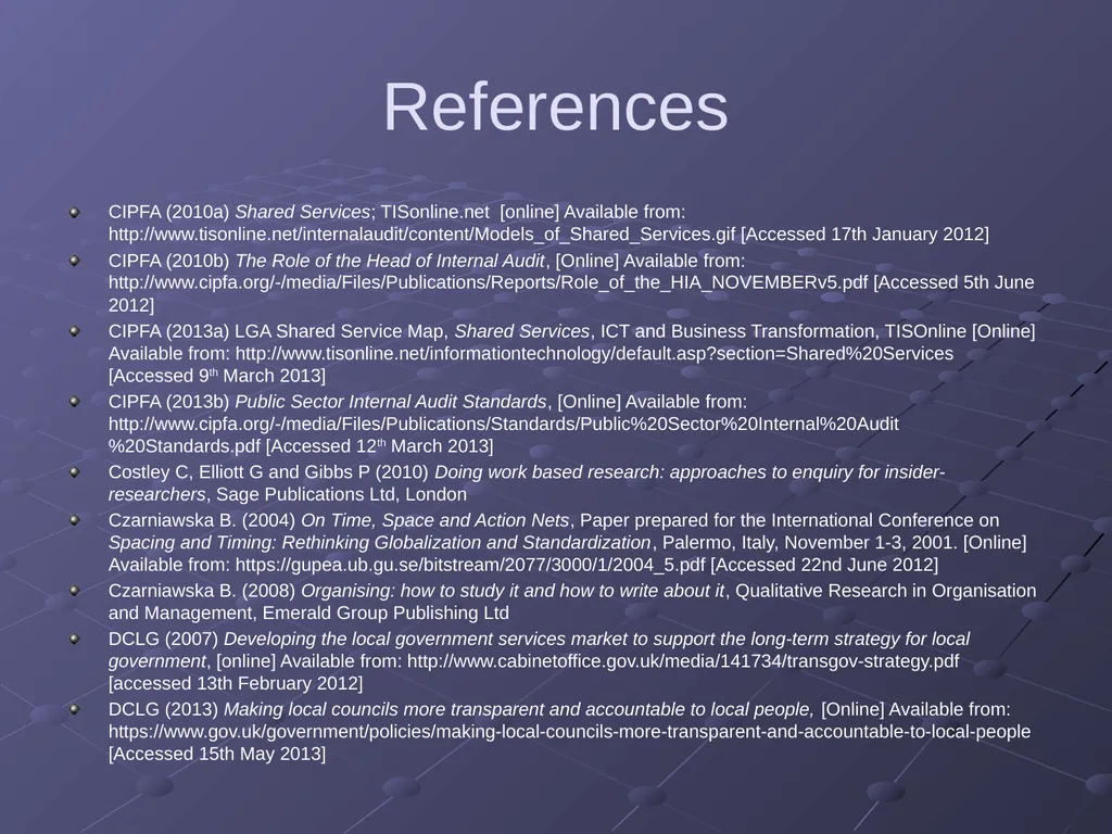 “Applications of Research” Auditing in the Shared - slide 25 of 26