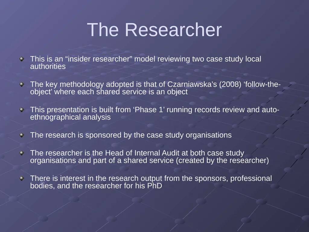 “Applications of Research” Auditing in the Shared - slide 2 of 26
