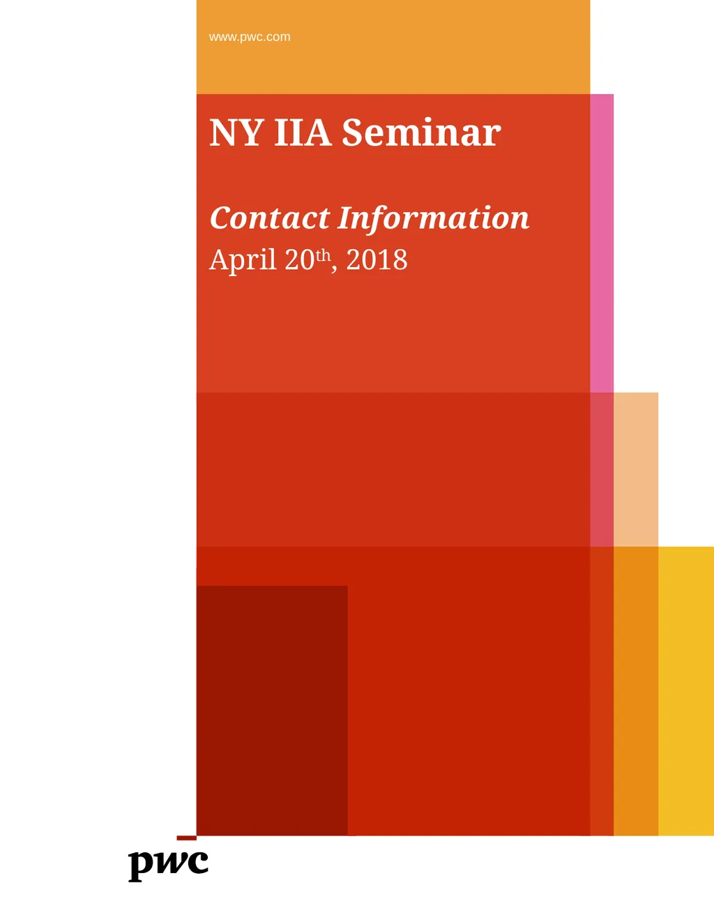 www.pwc.com NY IIA Seminar Contact Information