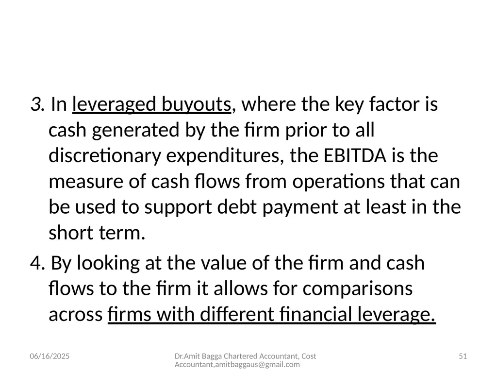 VALUATION 3/19/2014 Dr.Amit Bagga Chartered - slide 51 of 68
