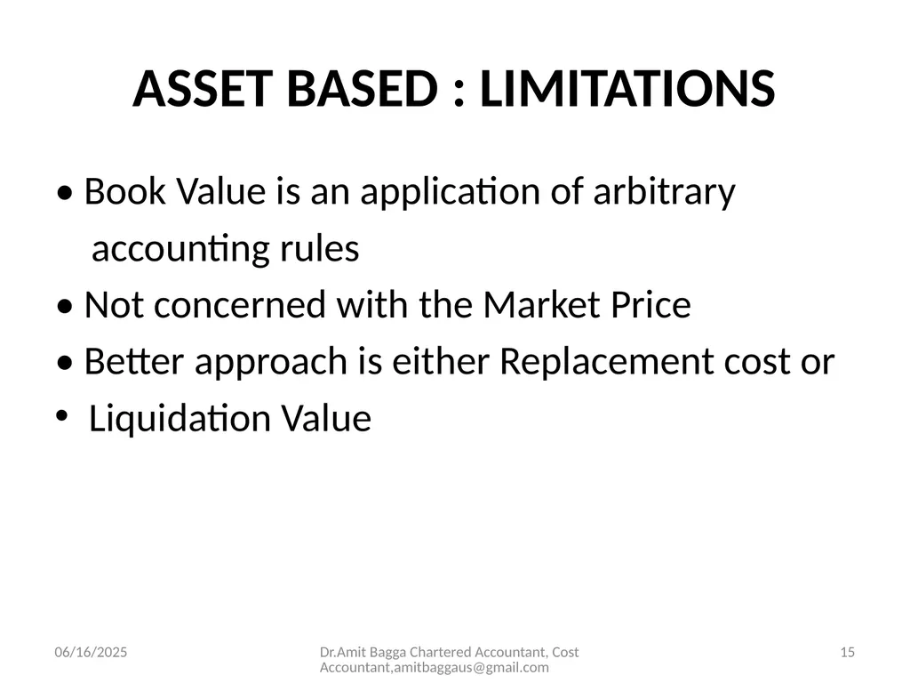 VALUATION 3/19/2014 Dr.Amit Bagga Chartered - slide 15 of 68