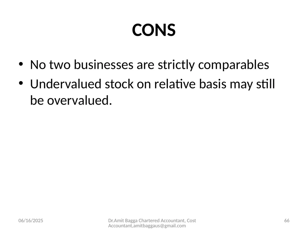 VALUATION 3/19/2014 Dr.Amit Bagga Chartered - slide 66 of 68