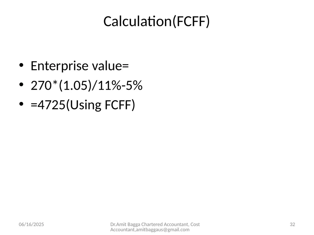 VALUATION 3/19/2014 Dr.Amit Bagga Chartered - slide 32 of 68