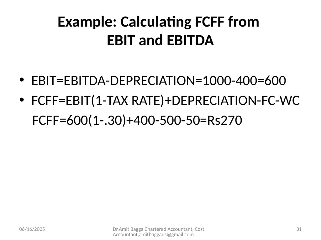 VALUATION 3/19/2014 Dr.Amit Bagga Chartered - slide 31 of 68