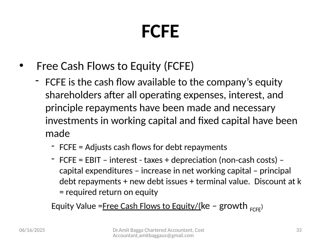 VALUATION 3/19/2014 Dr.Amit Bagga Chartered - slide 33 of 68