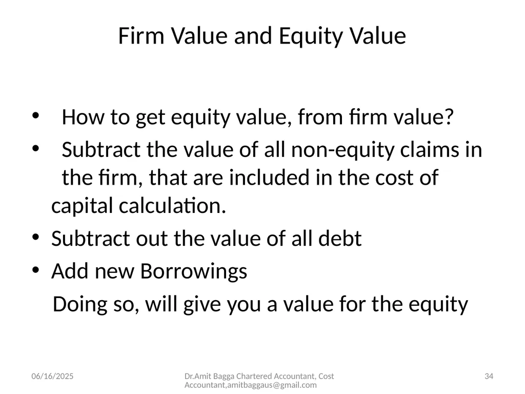 VALUATION 3/19/2014 Dr.Amit Bagga Chartered - slide 34 of 68