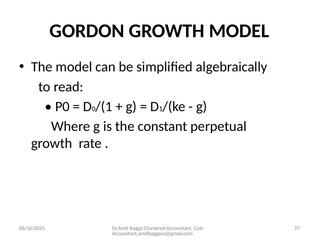 VALUATION 3/19/2014 Dr.Amit Bagga Chartered - slide 27 of 68