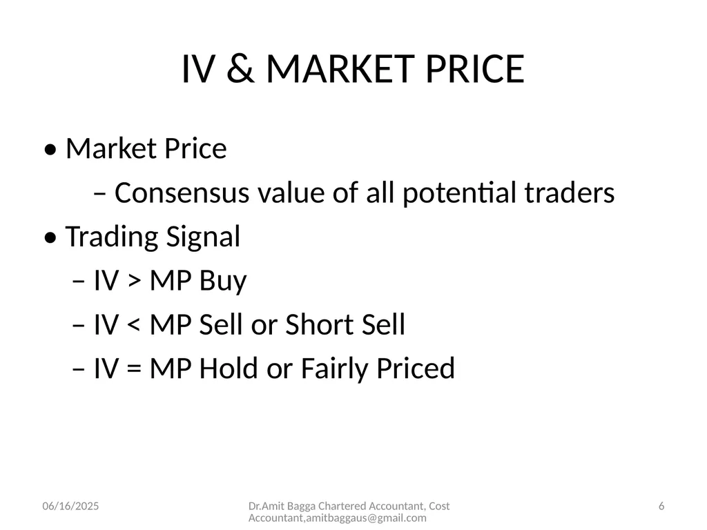 VALUATION 3/19/2014 Dr.Amit Bagga Chartered - slide 6 of 68