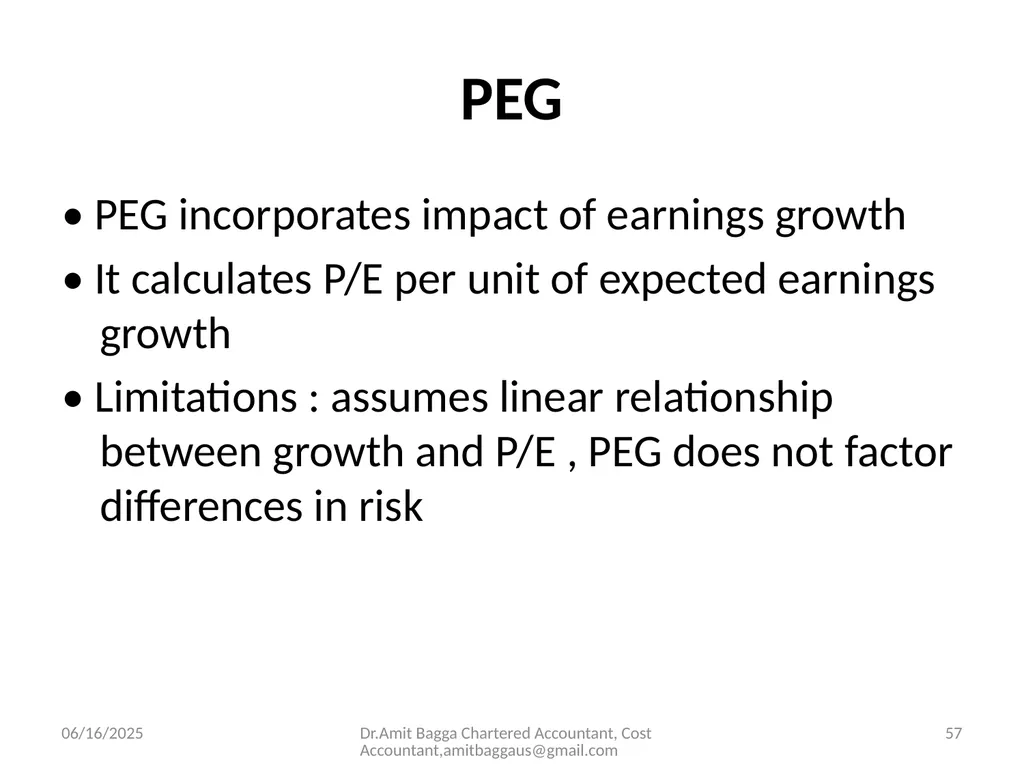 VALUATION 3/19/2014 Dr.Amit Bagga Chartered - slide 57 of 68